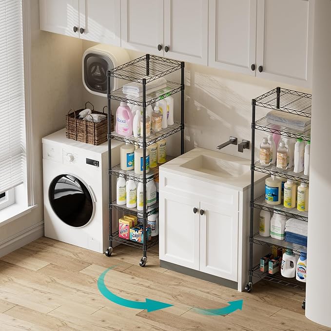 SINGAYE 6 Shelf Storage Wire Shelves Closet Bathroom Organizers Metal Pantry - Image 2