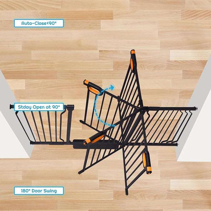 Owlie Baby Gate with Door 66-75 Inch, Extra Wide Stair Gates - Image 6