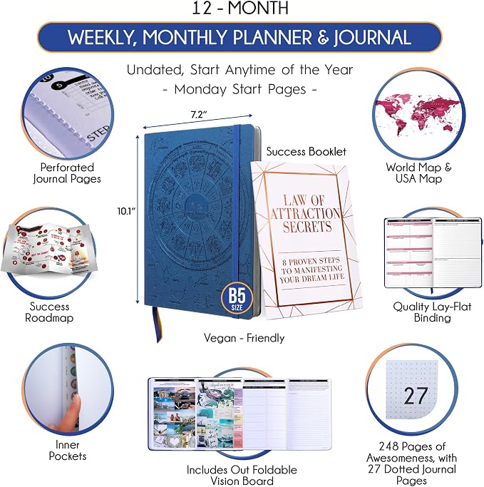 Law of Attraction Planner – Undated Hourly, Weekly & Monthly Goal Setting - Image 2