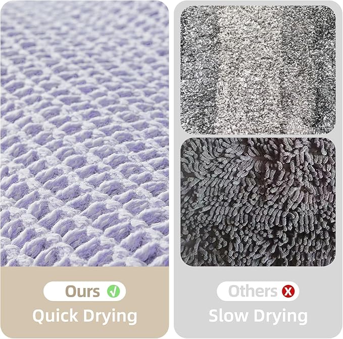Waffle Bath Mat, Boho Bathroom Rugs Non Slip Washable Super Absorbent Quick Dry - Image 6