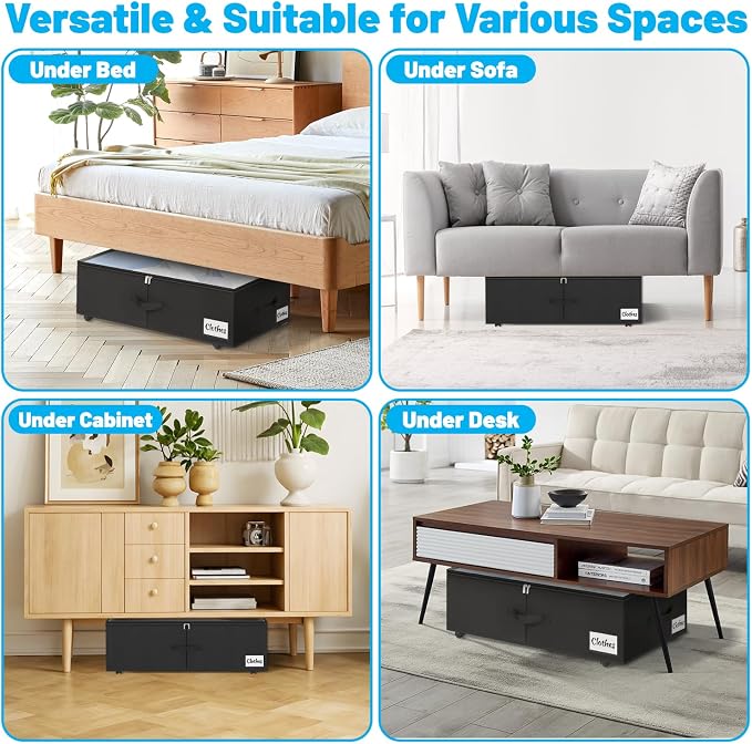 Under Bed Storage with Wheels, Quick Assembly Underbed Shoe Storage Containers - Image 7