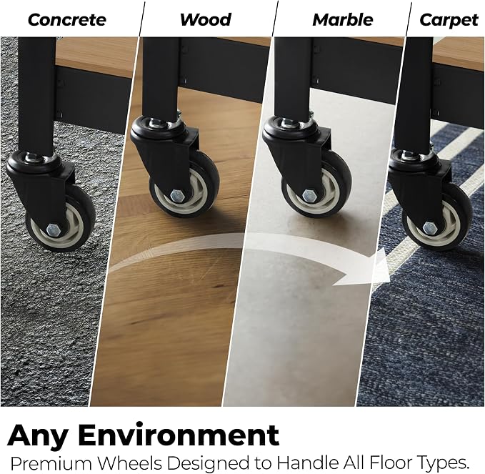 HOMEDANT House 5-Tier Metal Rolling Cart Shelf Rack Casters Heavy Duty - Image 13