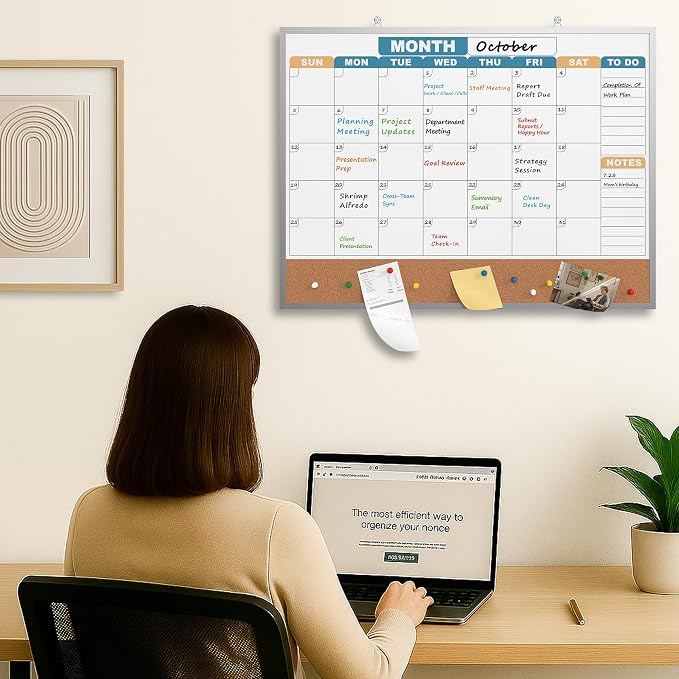 Monthly Calendar Dry Erase Board 24x18 Inch, Double-Sided Whiteboard and - Image 7