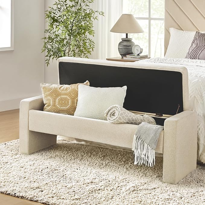 55" Modern Upholstered Storage Bench - Image 3