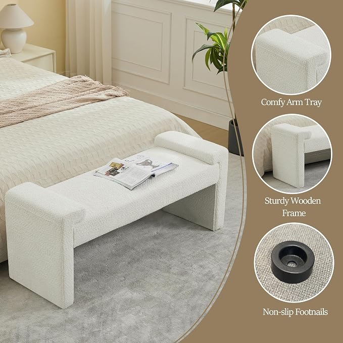 43" End of Bed Bench Upholstered Modern Bedroom Bench - Image 4