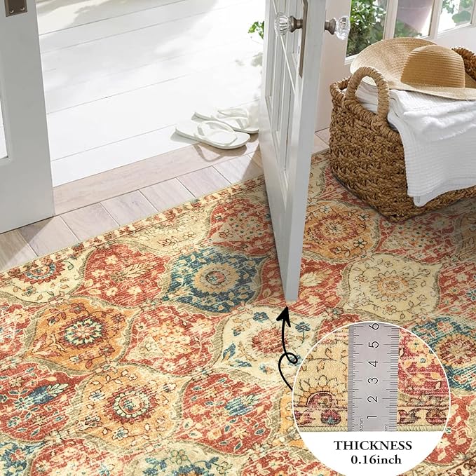 Lahome Moroccan Trellis Washable Round Area Rug, Soft Round Rugs 6ft Ultra-Thin - Image 3