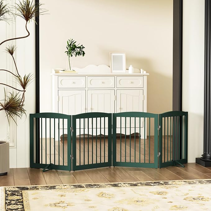 Freestanding Pet Gate for Dogs, Foldable Wooden Dog Gate for House, Indoor Dog - Image 7