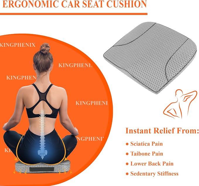 kingphenix Premium Car Seat Cushion, Memory Foam Driver Seat Cushion to Improve - Image 2