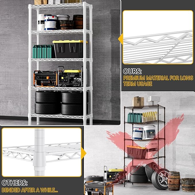 1250 lbs 5 Tier Shelf Metal Storage Shelves Wire Rack Closet Organizers - Image 6