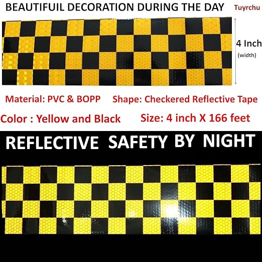 Reflective Tape Yellow Black 4 inch X 166 feet, Outdoor Waterproof Hazard - Image 3