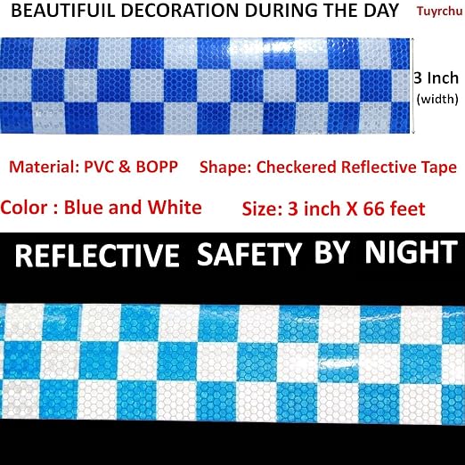 Blue and White Reflective Tape Outdoor Waterproof 3 inch X 66 feet, High - Image 3