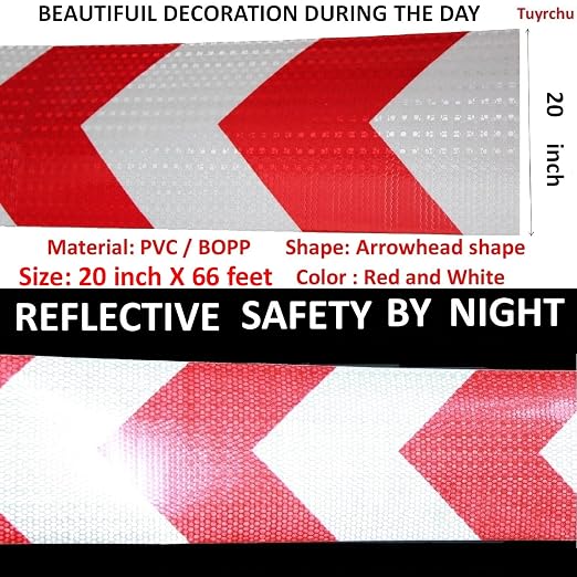 Reflective Tape Red and White Outdoor Waterproof 20 inch, High Visibility - Image 3