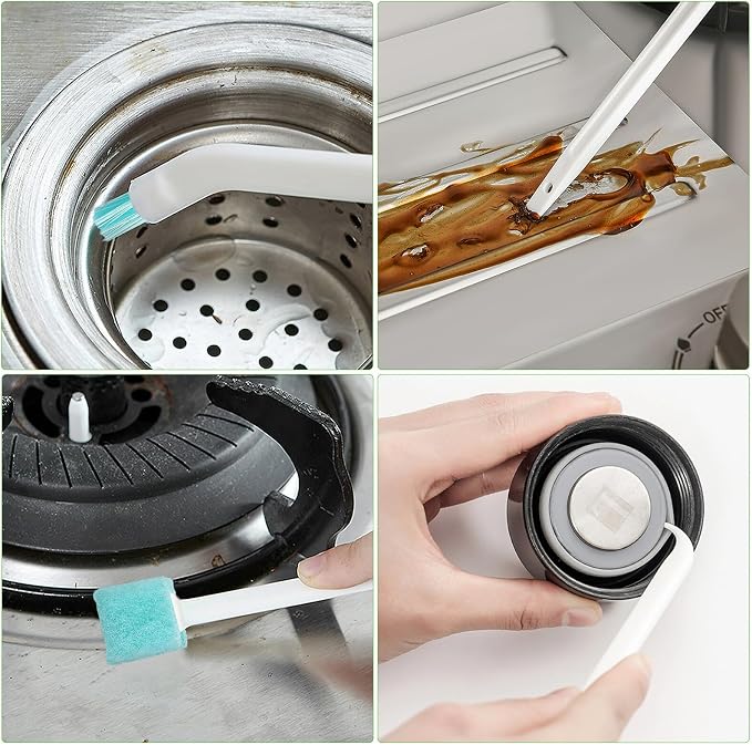 Household Cleaning Brush with Groove Crevice Scrubber and Bottle Cleaner - Image 2