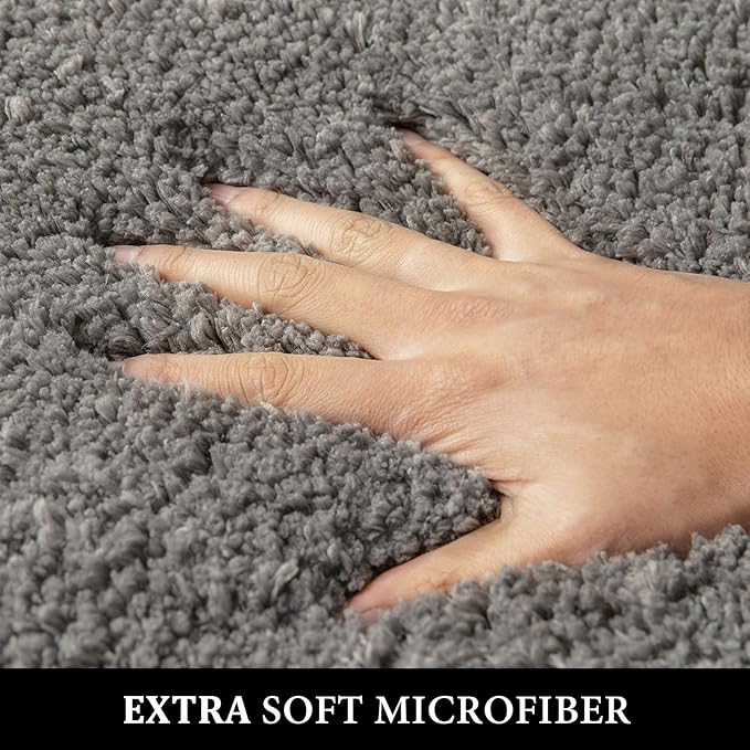 MIULEE Gray Small Bathroom Rugs Thick Shaggy Bath Rug Mats - Image 3