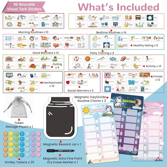 JJPRO Magnetic Bedtime/Morning/Daily Reward Routine Chart - Image 6