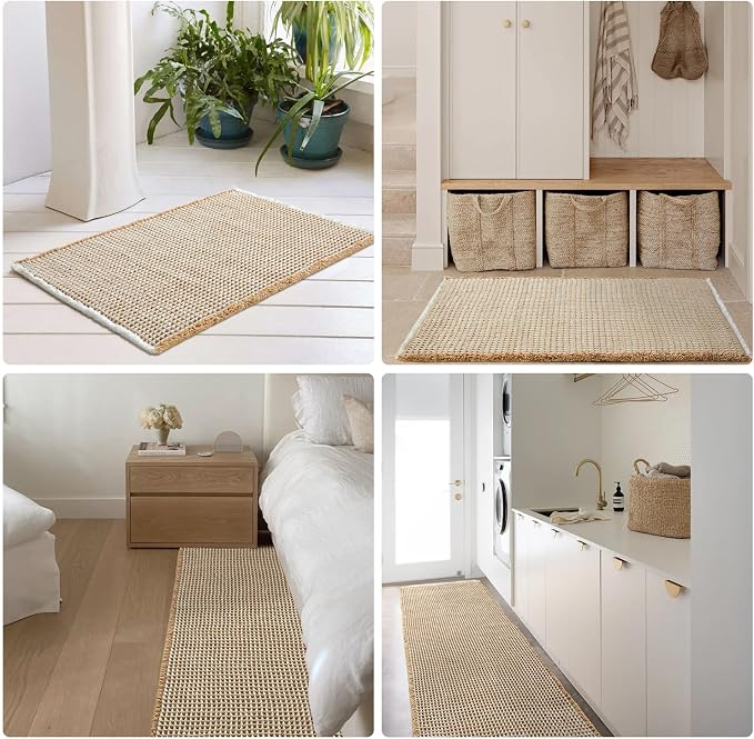 Waffle Bath Mat, Boho Bathroom Rugs Non Slip Washable Super Absorbent Quick Dry - Image 8