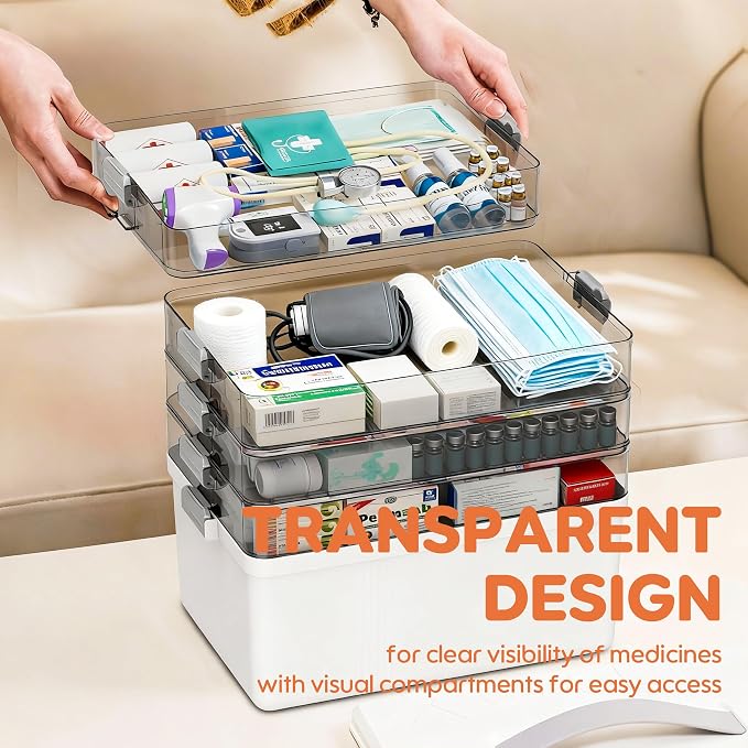 Citylife 5-Tier Medicine Organizer, Portable Medicine Cabinet First Aid Kit - Image 4