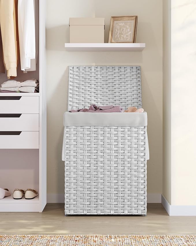 SONGMICS Laundry Hamper with Lid, 23.8 Gallon Synthetic Rattan Clothes Laundry - Image 9