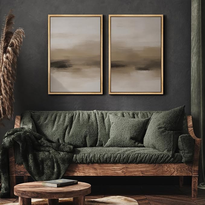 MUDECOR Framed Canvas Print Wall Art Abstract Neutral Beige Contemporary - Image 4