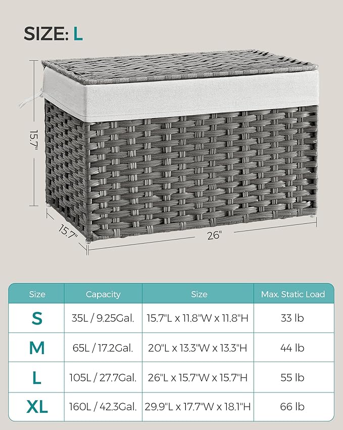 SONGMICS Storage Basket with Lid, Woven Blanket Storage Bin with Handles - Image 7