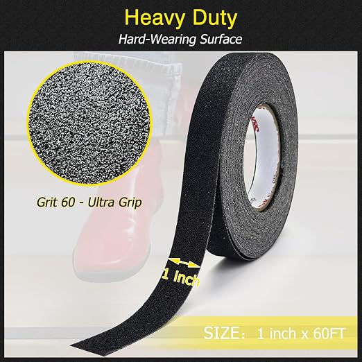 S&X Anti Slip Tape 1 Inch x 60 FT Roll, Grit 60, Extended Length Non-Slip Skid - Image 2