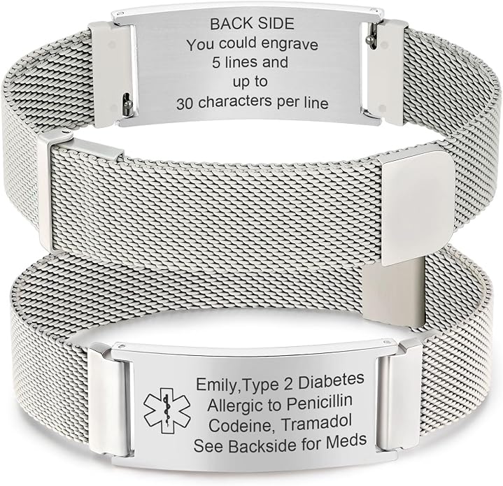 VNOX Medical Alert Id Bracelet for Men Women, Custom Engraving Adjustable by VNOXJEWELRY