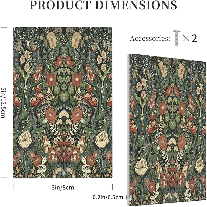 Light Switch Cover Plate Vintage Dark Floral William Morris Green Flower 1 Gang - Image 5