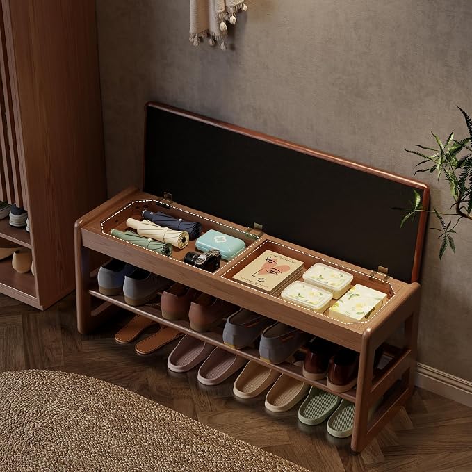 AQIMUELE Shoe Rack Bench, 2 Tiers Shoe Bench - Image 2