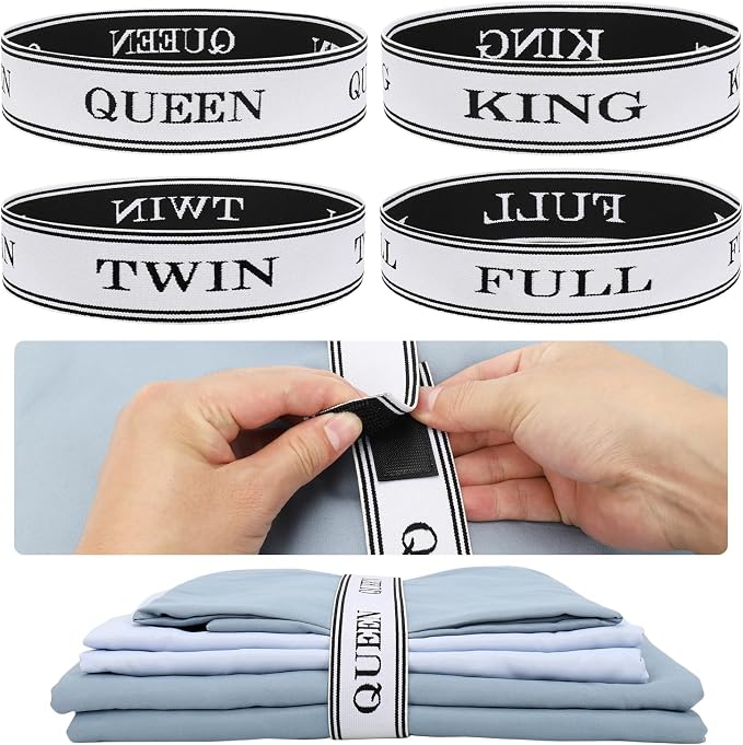 Bed Sheet Organizer Bands with Hook and Loop Adjustable Sheet Organizers and by BROPGOD
