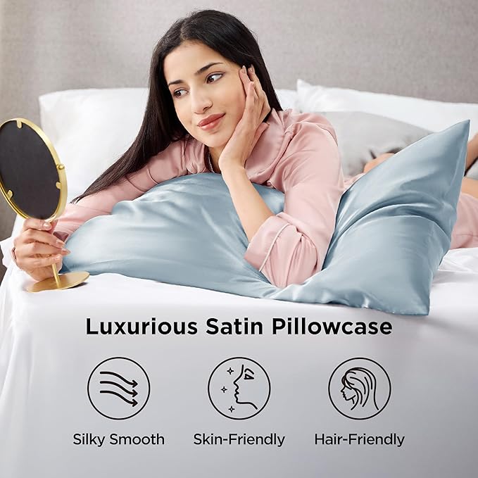 Bedsure Satin Pillowcases, Similar to Silk Pillow Cases Queen Size Set of 2 - Image 3