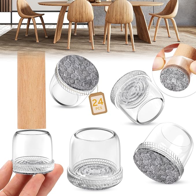 24PCS Round Chair Leg Floor Protectors, Furniture Sliders, Chair Leg Protectors - Image 8