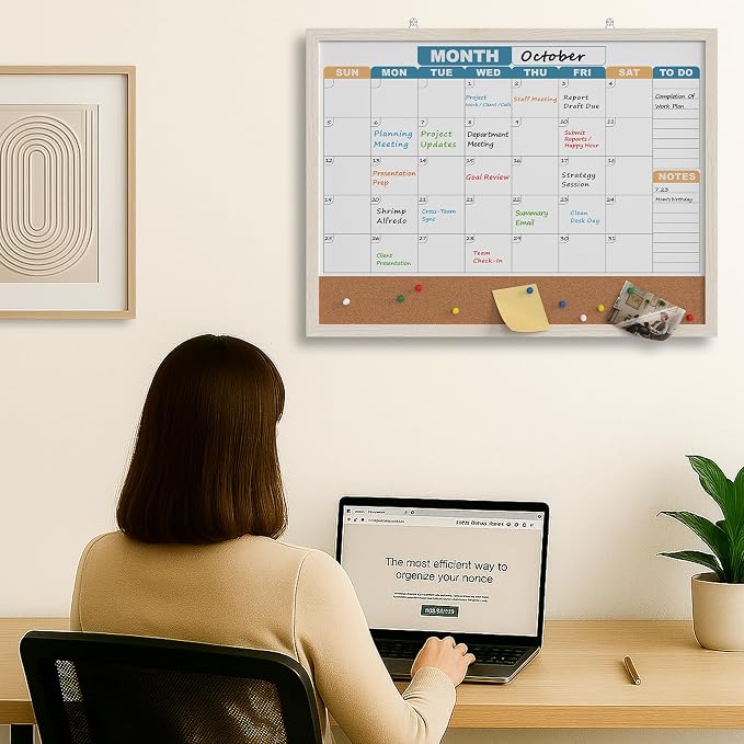 Monthly Calendar Dry Erase Board 24x18 Inch, Double-Sided Whiteboard and - Image 7