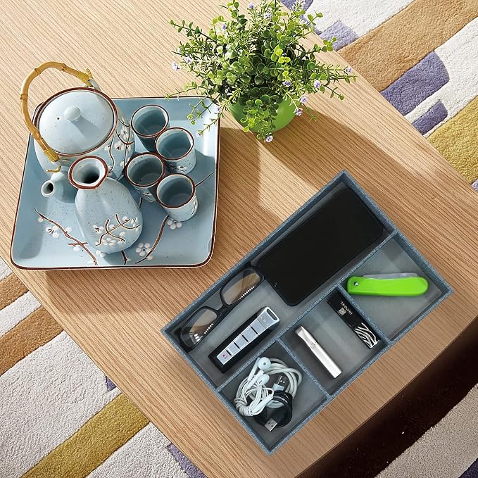 Desktop Storage Organizer, Bedside Table or Storage rack Leather Tray, Valet - Image 6
