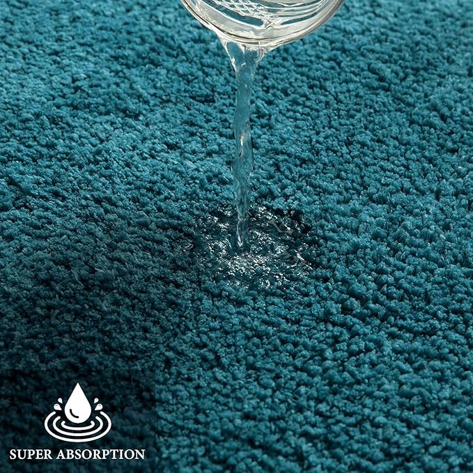 MIULEE Teal Bathroom Rugs Non Slip Bath Mat 24'' x 40'' Shaggy Soft Bath Rug - Image 3