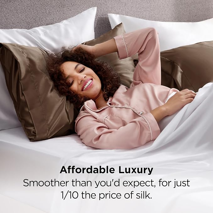 Bedsure Satin Pillowcase 2 Pack Similar to Silk Pillow Cases Standard Size - Image 5