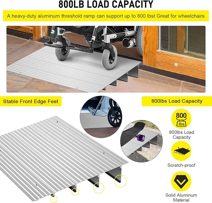 Door Threshold Ramp 4" Rise Door Ramp Aluminum Entry Ramp or Doorways Rated 800 - Image 4