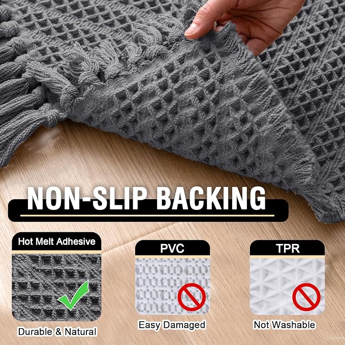 H.VERSAILTEX Waffle Bath Mat Super Absorbent Boho Bath Mat Non Slip Bath Rugs - Image 5