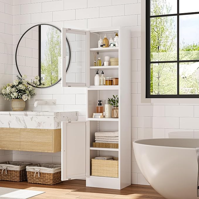 Narrow Glass Door Storage Cabinet Tall Metal Storage Cbinets - Image 7