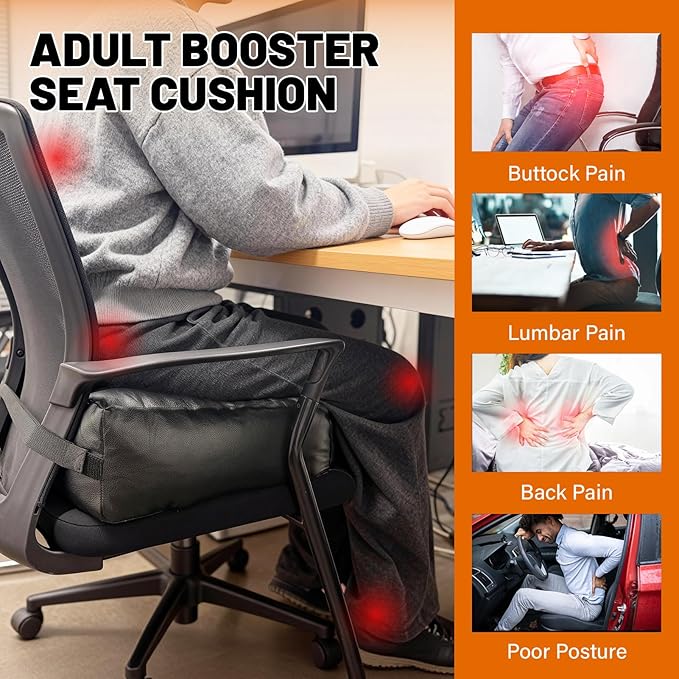 Adult Booster Car Seat Cushion for Office Chair & Driving 17.7"x15.7"x5.9" - Image 5