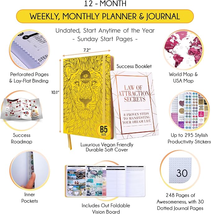 Law of Attraction Planner – Undated Hourly, Weekly & Monthly Goal Setting - Image 2