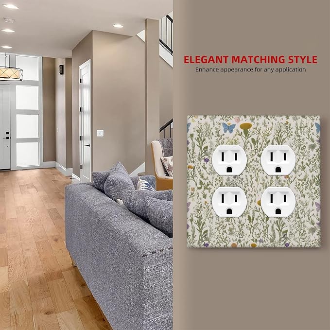 Floral Vintage Garden Plants Herbs Flower Botanical Outlet Covers 2-Gang Duplex - Image 7