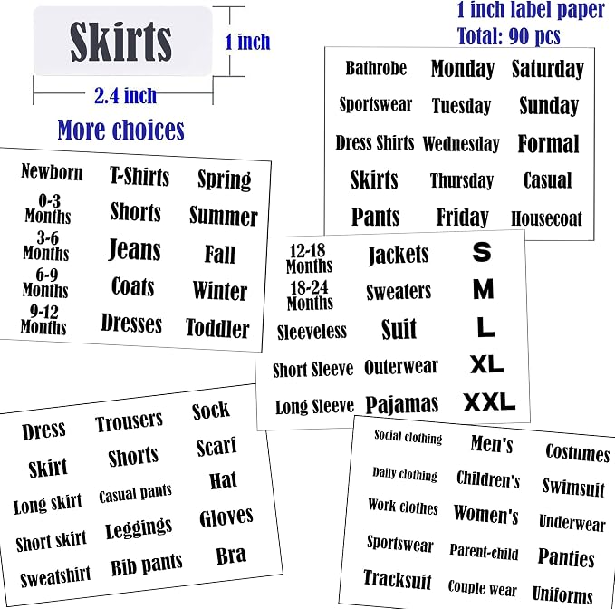 32 Pack White Clothing Rack Size Dividers Plus 75 Labels and 30 Large Blank - Image 5