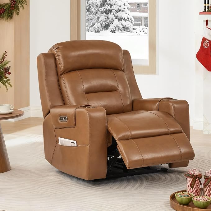 Watson & Whitely Genuine Leather Power Recliner Chairs - Image 7