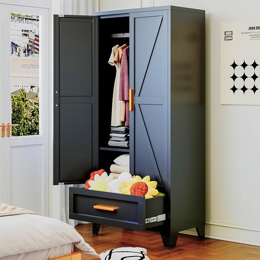 COFaR 71 Farmhouse Metal Wardrobe Closet by COFAR