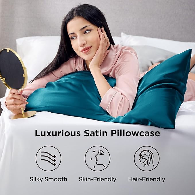 Bedsure Satin Pillowcases, Similar to Silk Pillow Cases Queen Size Set of 2 - Field & Grace
