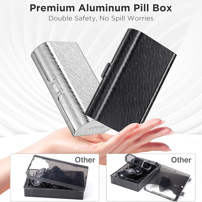 Zannaki Metal XL Weekly Pill Organizer 2 Times a Day, Large Travel Daily Pill - Image 3
