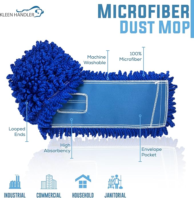 KLEEN HANDLER 48 Inch Microfiber Dust Mop, X-Large Washable Commercial - Image 2