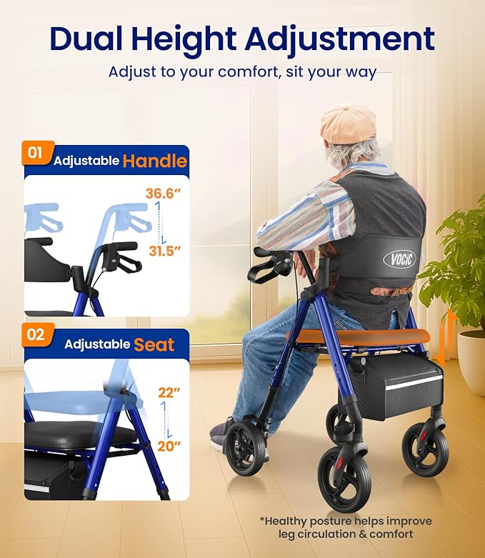 VOCIC Walkers for Seniors, Z21 Rollator Walker - Image 7