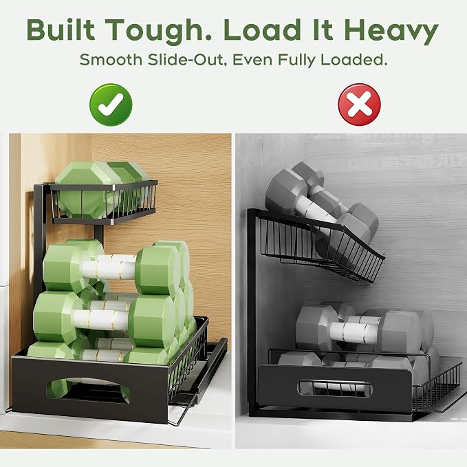 Under Sink Organizer, 2 Pack Height Adjustable Cabinet Organizer - Image 4