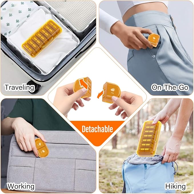 Weekly Pill Organizer 2 Times a Day, Moisture-Proof, Detachable Compartments - Image 5